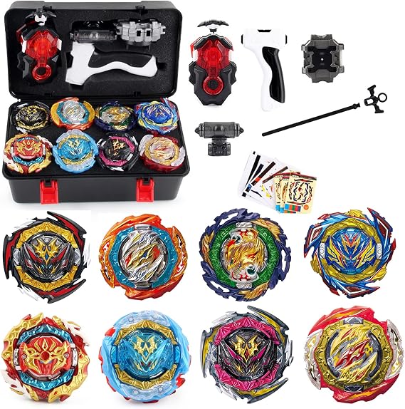 Gyros Spinning Top Set, 4D Battle Model Speed With For Christmas, Birthday - 8 X Tops + Gyros Launcher MW