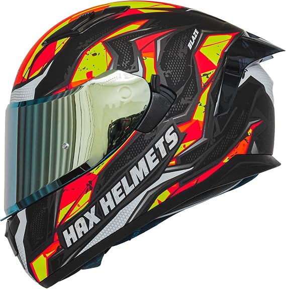 HAX Obsidian Full Face Dual Visor Adult Motorcycle Helmet for Motorbike Street Bike with Pinlock Ready DOT Approved (Blaze Orange,L)