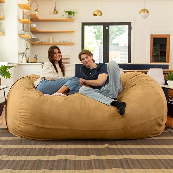 Jaxx 7 Foot Giant Bean Bag Sofa, Camel
