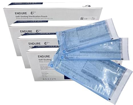 Endure Blue Self Seal Sterilization Pouch for Cleaning Tools, Autoclave Sterilizer Bags, Case of 800 Pouches (5.5" x 16")
