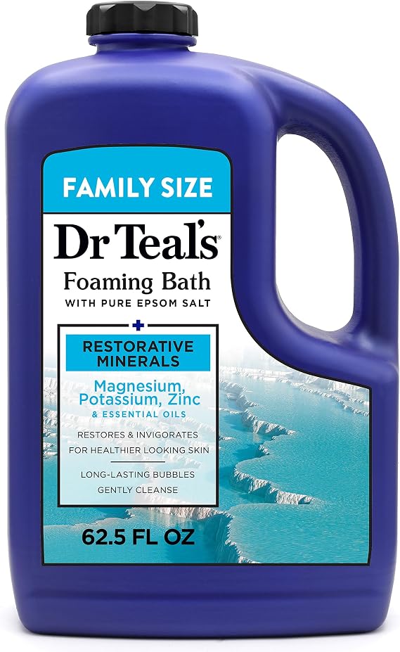 Dr Teal's Foaming Bath with Pure Epsom Salt, Restorative Minerals with Magnesium, Potassium, Zinc & Essential Oils, 62.5 fl oz