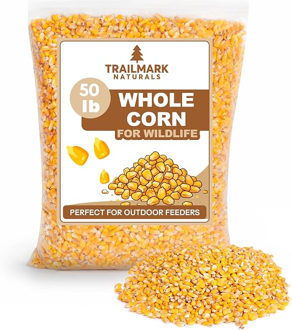 Whole Corn 50 lb Premium Bird Seed & Wildlife Feed for Ducks, Deer, Squirrels, Chickens, and Turkeys Whole Corn for Wild Birds Grown in USA