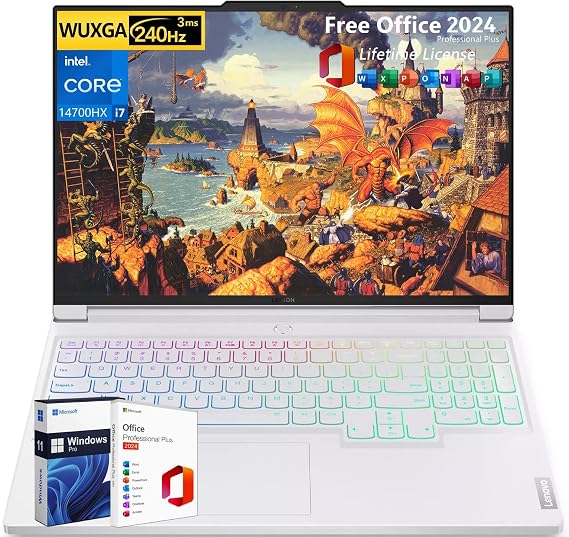 Lenovo Legion 7i Gaming Laptop RTX 4060, Intel i7-14700HX(Beats i9-13900HX, Up to 5.5 GHz), 16" IPS WQXGA 240Hz, 64 GB DDR5, 1 TB SSD, Wi-Fi 6E, AI Engine+, Windows 11 Pro, Microsoft Office 2024 Pro