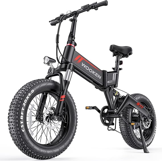 Wooken Electric Bike, 20''X4.0 Fat Tire Electric Bike for Adults