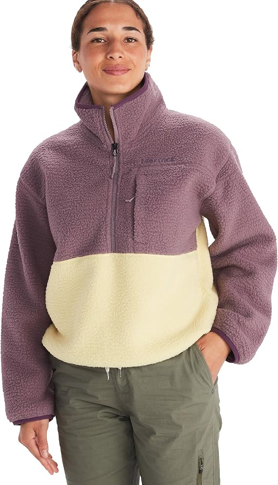 MARMOT Women's Aros 1/2 Zip Jacket - Pullover Sherpa Fleece Jacket with Retro Style