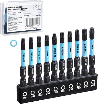 toolant 8 Point Star Bit,Double Square Bit Set 10pcs-Premium S2 Alloy Steel with Magnetic Heads & Hex Shank,2 Square Drive Torx Bits in the Following Sizes#1,#2 and #3