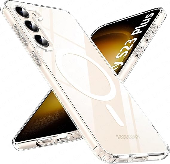 Ehr. Samsung Galaxy S23 Plus Kılıf Kamera Korumalı Magsafe ile Uyumlu Wireless Şarj Özellikli Şeffaf Kılıf (Şeffaf, Samsung Galaxy S23 Plus)