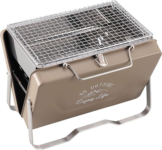 Captain Stag UG-66 Barbecue Stove, Grill, V-Shaped, Tabletop Grill, Khaki, Monte