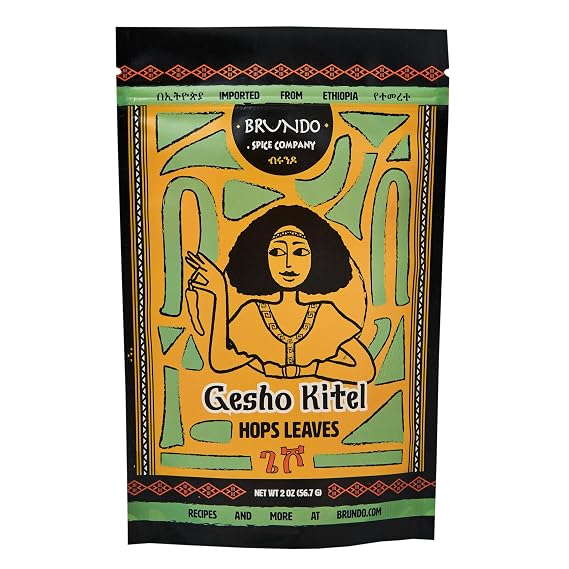 Brundo Ethiopian Spice Company Gesho Kitel Authentic Brewing Hops Leaves Hand Picked and Processed Harvested in and Imported from Ethiopia All Natural No Preservatives 2oz