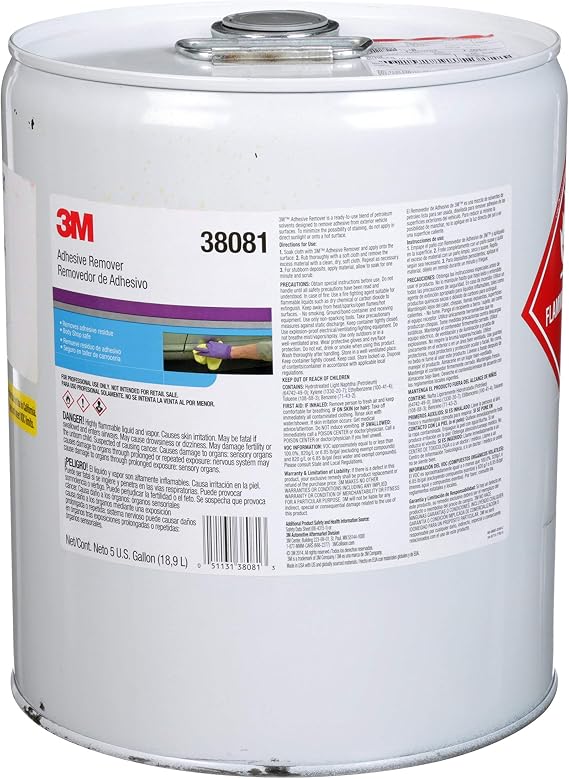 3M Adhesive Remover, 38081, 5 Gallon (US)/8.9 L, 1 per case