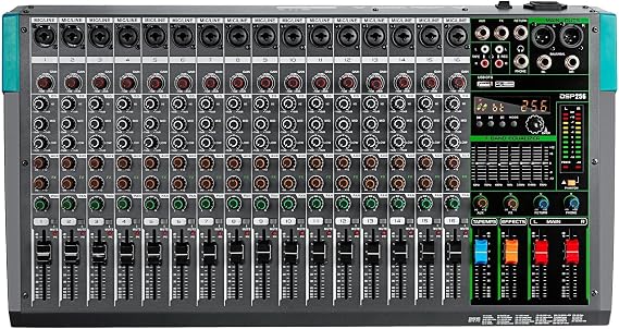 DJ Controller, 16 Channels Sound Mixer MG16 Mixing DJ Console USB with 48V Phantom Power 256 DSP Effects Sound Table for Stage