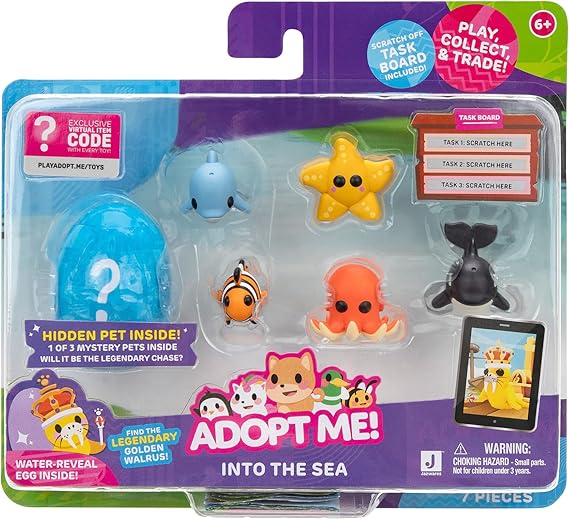Adopt Me! Pets Multipack Into the Sea - Hidden Pet - Top Online Game - Exclusive Virtual Item Code Included - Fun Collectible Toys for Kids Featuring Your Favourite Adopt Me Pets, Ages 6+