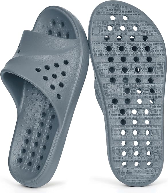 Shower Shoes for Womens Mens Slides | Quick Drying,with Arch Support,Beach Sandals,Non Slip,Summer,Bathroom,Indoor,Massage House Slippers,Drain Holes