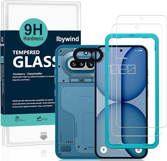 Ibywind for Nothing Phone (4a) 5G Screen Protector,2-Pack,9H Hardness Tempered Glass with Camera Lens Protector,Easy Installation Tool,Bubble-Free,Fingerprint Unlock,Anti-Shatter,Anti-Scratch