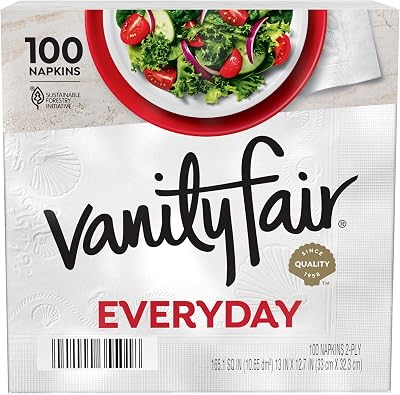 Vanity Fair Everyday Paper Napkins, 100 Count, Disposable Napkins Made Soft And Smooth For Everyday Meals