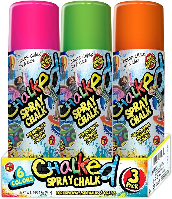 JA-RU Sidewalk Chalk Spray for Kids (3 Cans Assorted) Liquid PGO-3526-1