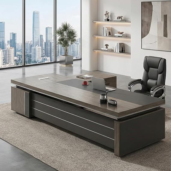 L-Shape Modern Executive Desk, L-Shape Office Executive Desk, Cord Management Computer with Drawers and Storage, Modern Wood Working Table (Right, 71" L x 63" W x 30" H)