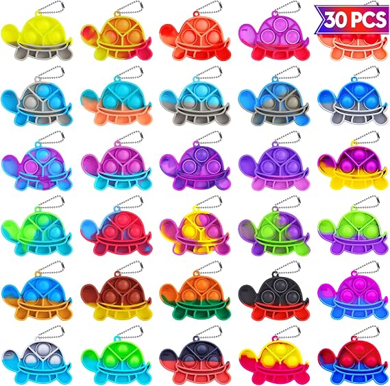 Pop Fidget Toys Bulk Its Kids Party Favors 30 Pack Turtle Mini Pop Keychain