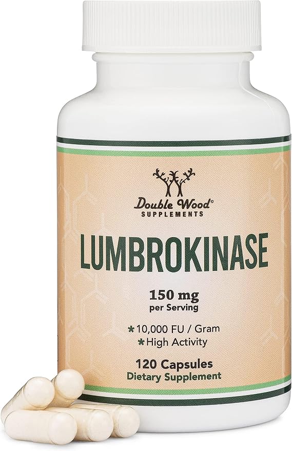 Lumbrokinase Enzymes 150mg, Circulation + Blood Flow Support, 60 Capsules