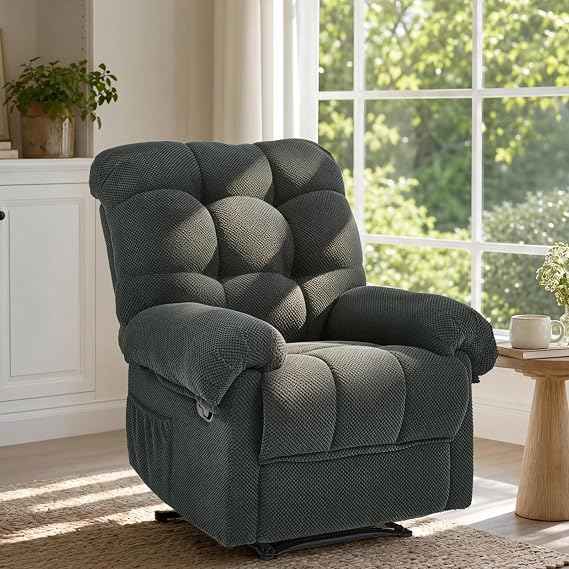 Manual Recliner Chairs Modern Glider Recliner for Adults, Dark Grey