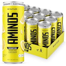 Cutler Nutrition Amino5 BCAA Hydration Sparkling Drink | 5g BCAAs + Electrolytes + Coconut Water | Caffeine Free Zero Sugar 5 Calories | Muscle Recovery & Hydration Support | Lemonade Flavor