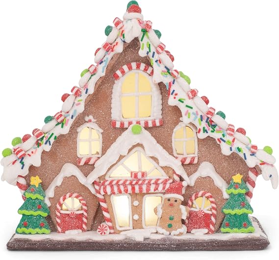 RAZ Imports Kringle Candy Co. 11.5" Gingerbread Lighted Lodge