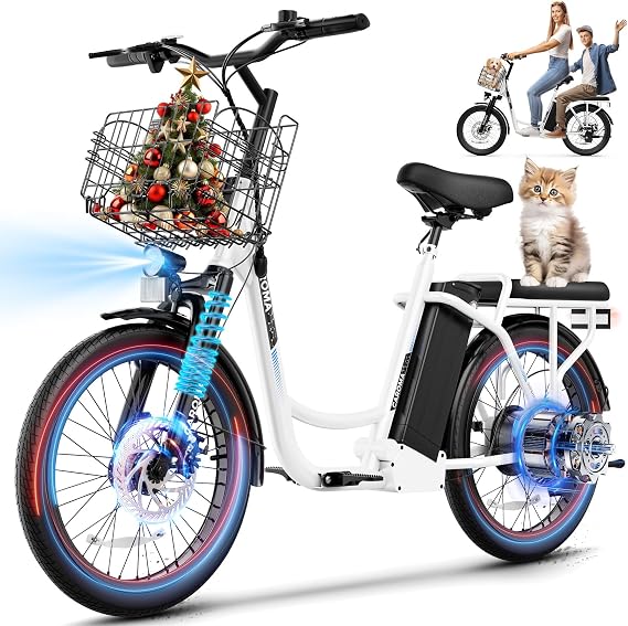 Caroma Peak 1200W Electric Scooter with Seat, 20" Tires,30Miles&20MPH | All Terrain E Scooter with 2 Seats,Adjustable Electric Scooter for Adults with Basket,Adult Electric Bicycles