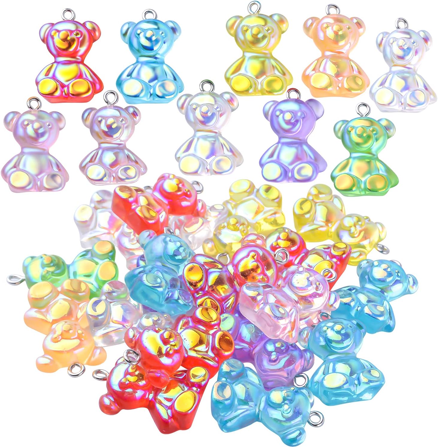 Colorful Gummy Resin Bear Charms Pendants Candy Gummy Bear Charms Jewelry Making Finding Accessory for DIY Necklace Earrings Bracelet