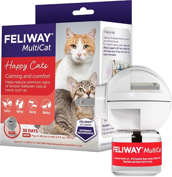 FELIWAY MultiCat Calming Pheromone Diffuser, 30 Day Starter Kit (48 mL)