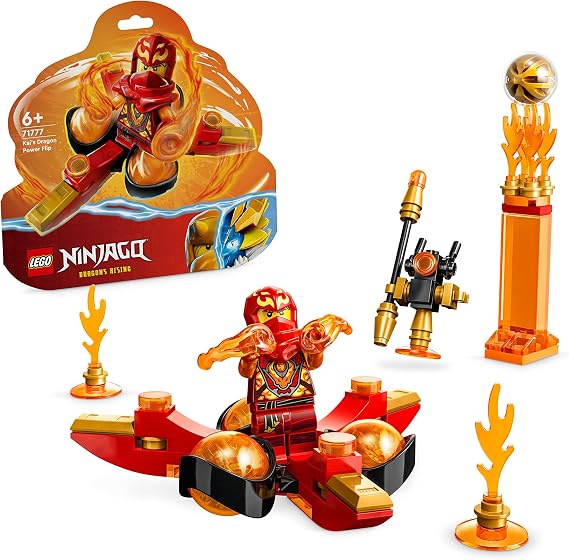 LEGO 71777 NINJAGO Kai's Dragon Power Spinjitzu Flip Toy, Collectible Set for Kids Aged 6 plus to Perform Tricks, with Kai Minifigure, Small Gift Idea for Ninja Fans