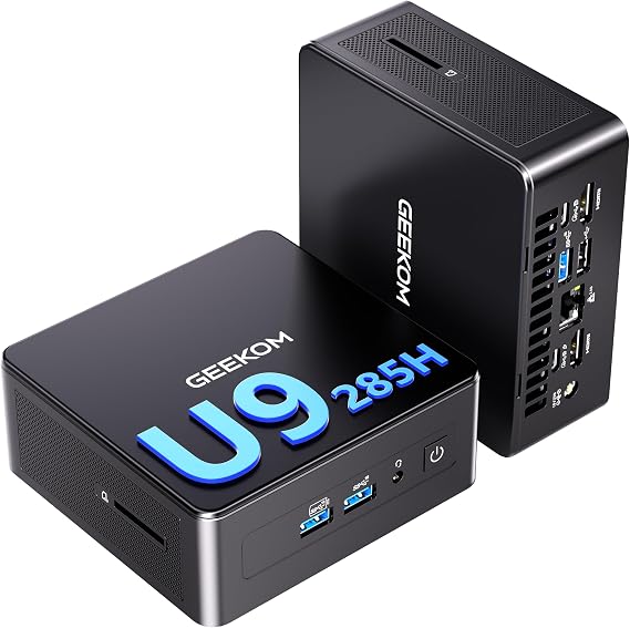 GEEKOM IT15 AI Mini PC with Intel Ultra 9 285H, 32GB DDR5 RAM, 1TB NVMe SSD(Up to 8TB), Dual LAN, Intel ARC GPU, WiFi 7+Bluetooth 5.4, SD 4.0 Slot, 8 X USB, 8K@120Hz, Windows 11 Pro