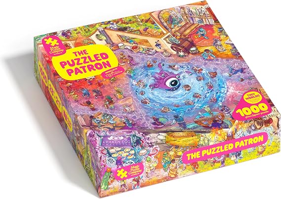 The Puzzled Patron 1000-Piece Puzzle by Magic Puzzle Company Series 3 | Original handmade art full of tiny details. Mind-blowing magical ending. Dozens of hidden secrets. No AI. No puzzle dust.