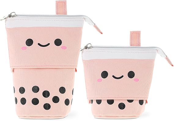 Qianyu Standing Pencil Case Cute Pop Up Pen Box Telescopic Makeup Pouch