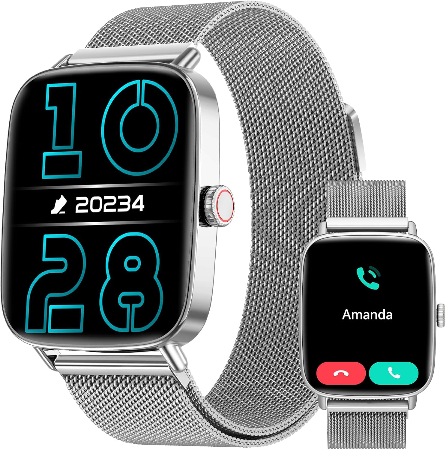 Smartwatch Herren Damen 1.85 Smart Watch mit Telefonfunktion Fitnessuhr mit Pulsuhr Schlafmonitor SpO2 110+ Sportmodi Schrittzähler Uhr IP68 Wasserdicht Sportuhr für Samsung/iPhone/Android