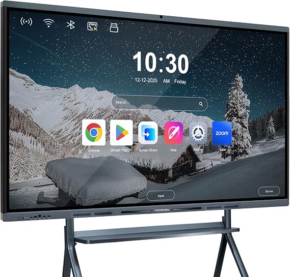 55" Smart Board Digital Whiteboard as 4K UHD Interactive Display Touchscreen,Android 13,8GB+128GB,20-Point Touch,Ideal for Business Meetings,Home Offices,and classrooms,Dual-System Support