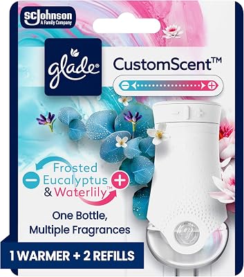 Glade PlugIns Refills with CustomScent Technology, Eucalyptus & Waterlily, 1 Warmer  2 Refills