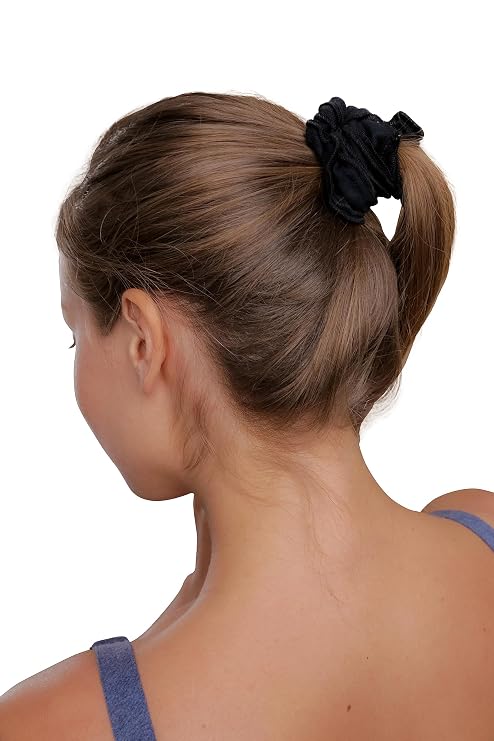Cottonique Allergy-Free Organic Cotton Scrunchies for Women with Skin Allergies and Sensitive Skin (5/pack | Black)