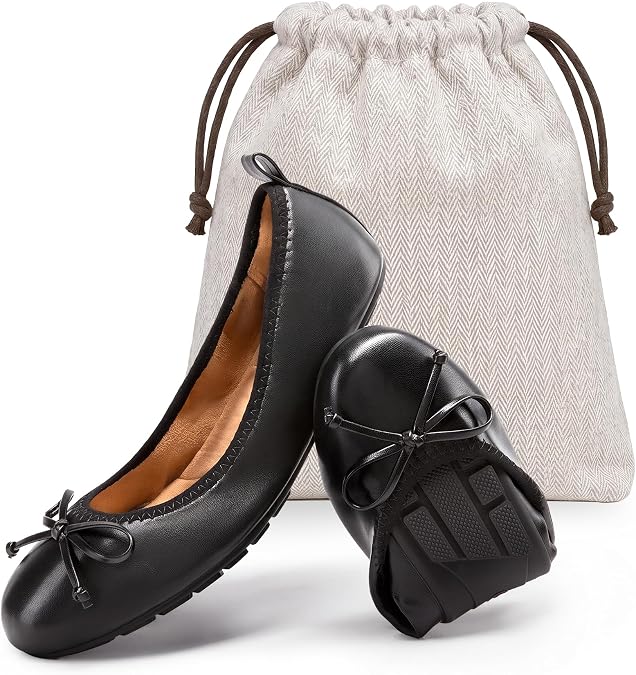 DREAM PAIRS Women's Foldable Bowknot Ballet Flats