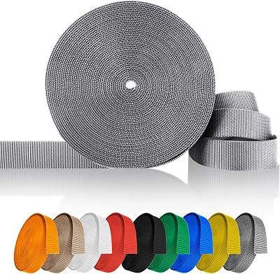 DTXUP 1 Inch Black Polypropylene Webbing Strap, 102550 Yards, 900lb Tensile Strength, Ideal for Camping, Climbing, Hiking & DIY Projects