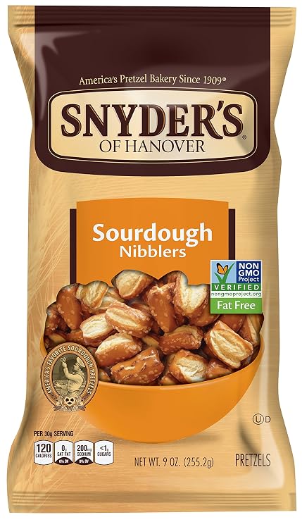 Snyder's of Hanover Pretzels, Sourdough Nibbler, 9 Ounce (Pack of 12)