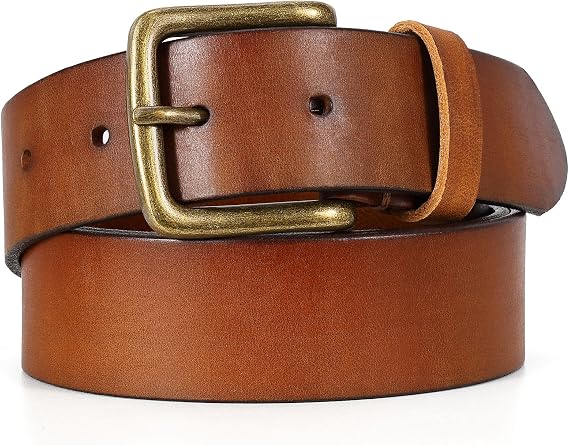 Men's Leather Belt, Handmade Full Grain Leather Belts for Men | Genuine Leather Men's Belt - 1.5" Top Solid Cowhide, Mens Leather Belt for Heavy Duty Work, Casual, Daily and Jeans