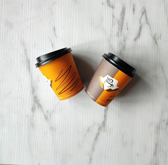 Maycup 8oz Cardboard Cup with Lid 100 Pieces Cup+ 100 Pieces Lid