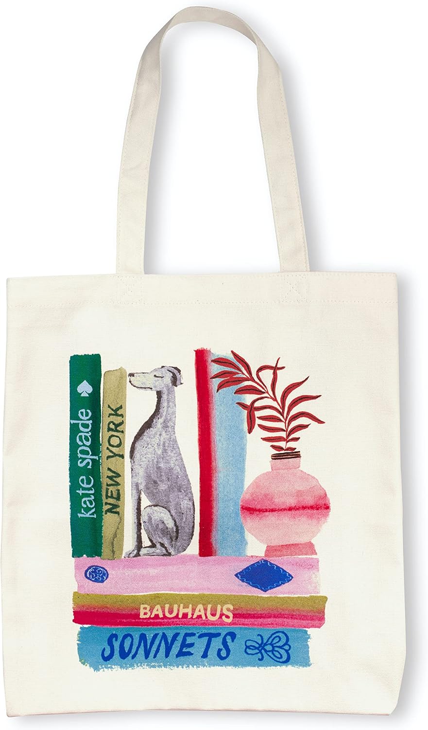 Kate Spade New York Canvas Book Tote, Large Shoulder Bag, Cute Tote for Beach or School