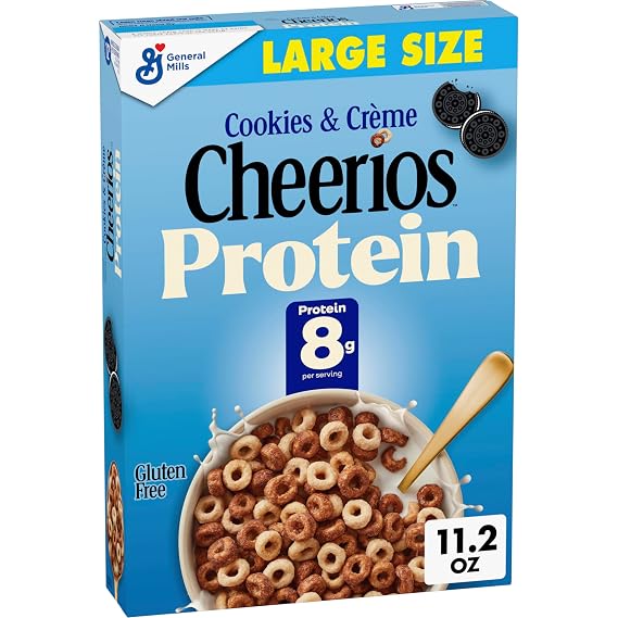 Cheerios Protein Cereal, Cookies & Creme, 8g Protein, Large Size, 11.2 oz