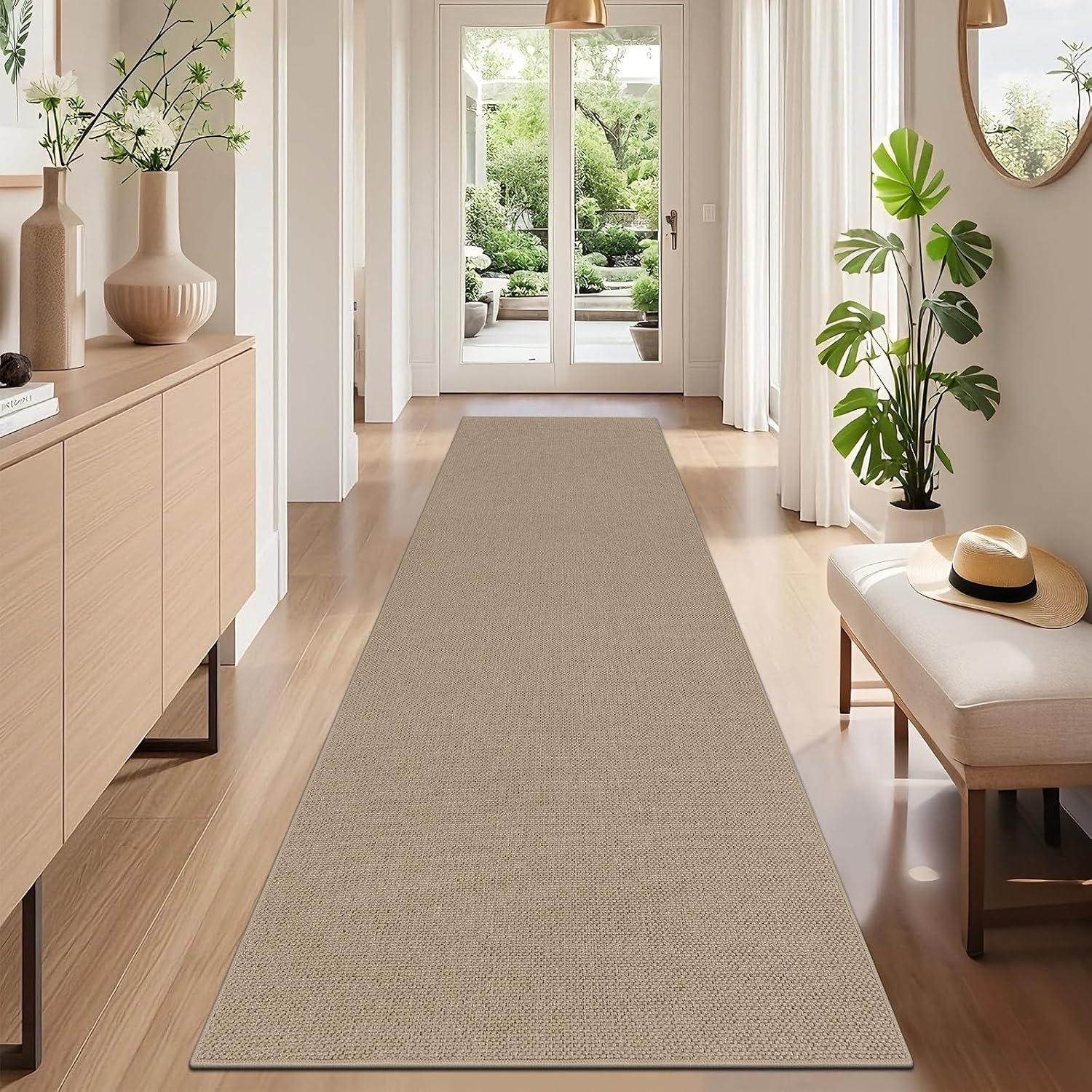 SHACOS Hallway Runner 60 x 300 cm Long Hall Runners Non Slip Washable Carpet Runners Long Runner Rugs for Hallway Kitchen Entryway, Brown