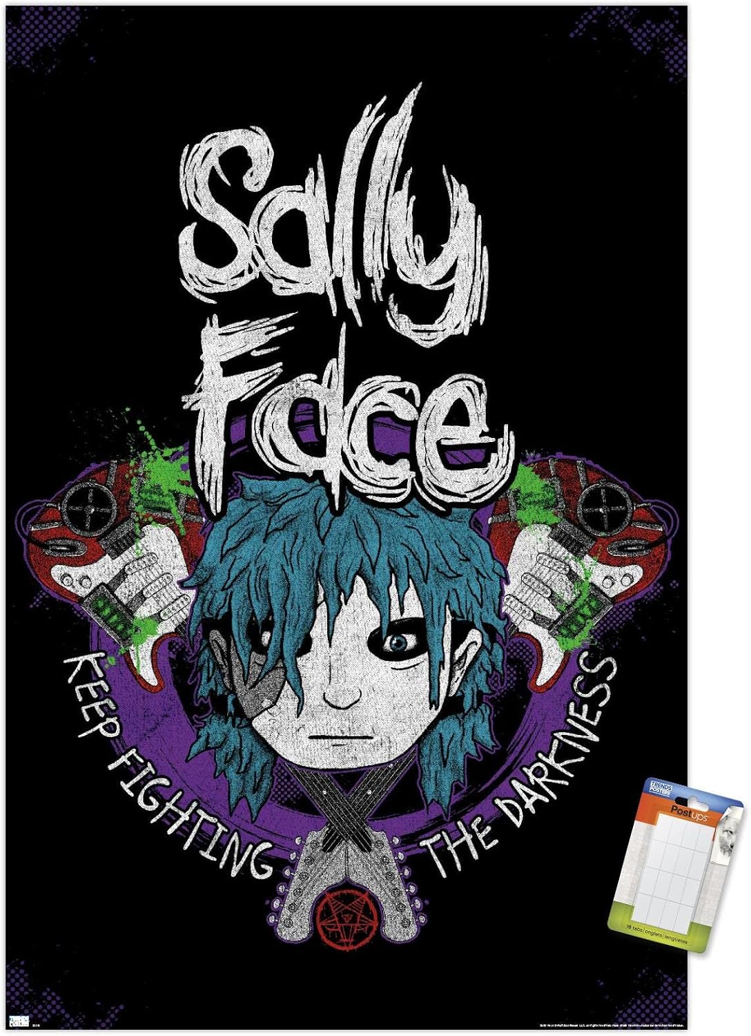 Trends International Sally Face - Crossed Guitars Wall Poster, 14.72" x 22.37", Premium Poster & Mount Bundle