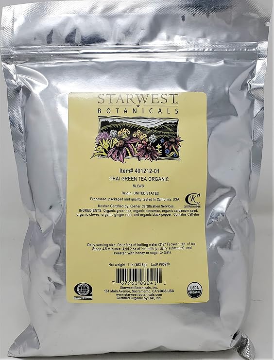 Starwest Botanicals Organic Chai Green Tea, Loose Leaf Tea - 1 Lb