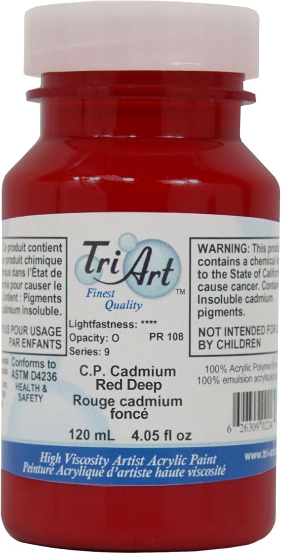 Tri-Art High Viscosity Paint, 120ml, Deep C.P. Cadmium Red