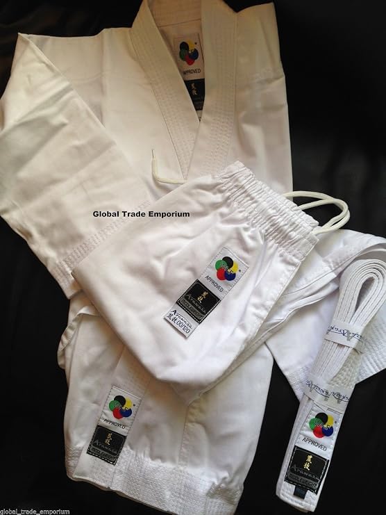 ARAWAZA WHITE CHILDS WKF APPROVED KARATE SUIT GI UNIFORM - MIDDLEWEIGHT 10oz
