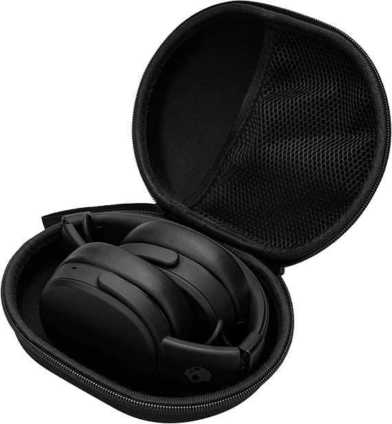 Ginsco Hard Shell Headphone Case Compatible with Skullcandy/Soundcore/Beats/Sony MDR7506/BERIBES/KVIDIO/TOZO Foldable Wireless/Wired Over-Ear Headphones, Travel Carrying Headset Case (Black)